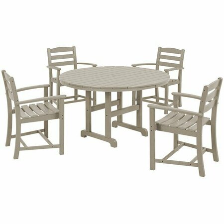 POLYWOOD La Casa Cafe 5-Piece Sand Dining Set with 4 Arm Chairs 633PWS1321SA